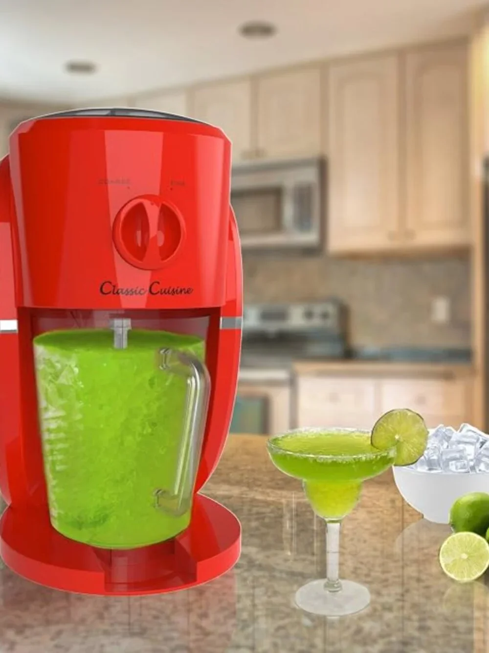 Classic Cuisine Frozen Drink Maker Ice Crusher & Slushie Machine Red